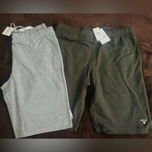 2 Pairs! Barbour Sweat Shorts Size XL fits like a Large Heather Grey / Olive $90